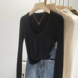 DUOJIHUI New Chic Neck Slim Knitting Autumn Female T-shirts Simple Casual Fashion Office Ladies Basic Solid Color Women T-shirts