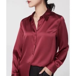 Elegant Satin Long Sleeve Blouses Women 2025 Vintage Burgundy white Silk Shirt Women Casual Loose Button Up Female Shirts Tops