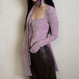 Karrram Japanese Y2k Short Cardigan With Scarf Korean Fashion Purple Knitwears Vintage Square Collar Crop Cardigans Aesthetics