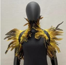 Women Natural Feather Cape Maleficent Costume Gothic Lacing Shawl Shrug Collar Feather Cape Halloween Cosplay Christmas Party