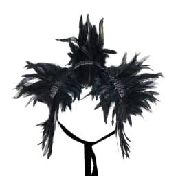 Women Natural Feather Cape Maleficent Costume Gothic Lacing Shawl Shrug Collar Feather Cape Halloween Cosplay Christmas Party