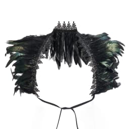 Women Natural Feather Cape Maleficent Costume Gothic Lacing Shawl Shrug Collar Feather Cape Halloween Cosplay Christmas Party