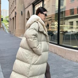 Winter Long Down Jacket Women's 2025 New White Goose Down Korean version Fake two-piece Spliced Hooded Coats Female Warm Parkas