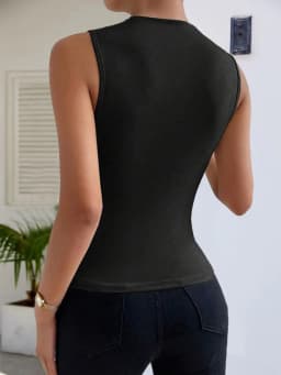2025 Solid  Fashion Casual Mock Neck Ruched Tank Top for Women Summer Color Pleated Sleeveless Tee Shirt Tshirt Streetwear Y2K