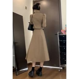 2023 New Fit Early Autumn French Vintage Bow Small Fragrant Coat Long Half Skirt Two Piece Set for Women