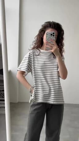 Hirsionsan Summer Oversized 100% Cotton T Shirt Women 2023 New Loose Striped Split Tees Casual Tshirt Basic Female Tops