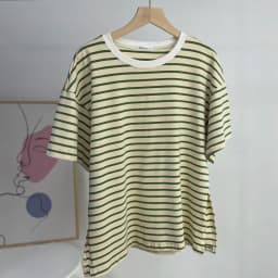 Hirsionsan Summer Oversized 100% Cotton T Shirt Women 2023 New Loose Striped Split Tees Casual Tshirt Basic Female Tops
