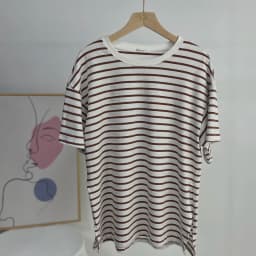 Hirsionsan Summer Oversized 100% Cotton T Shirt Women 2023 New Loose Striped Split Tees Casual Tshirt Basic Female Tops