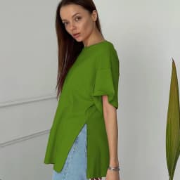 Hirsionsan Summer Oversized 100% Cotton T Shirt Women 2023 New Loose Striped Split Tees Casual Tshirt Basic Female Tops