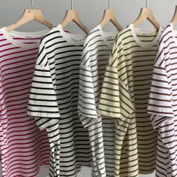 Hirsionsan Summer Oversized 100% Cotton T Shirt Women 2023 New Loose Striped Split Tees Casual Tshirt Basic Female Tops