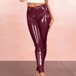 Shiny Patent Leather Bodycon Pencil Pants Women High Waist Gothic Stretch Slim Trousers Ladies PVC Cropped Pants Custom Clubwear