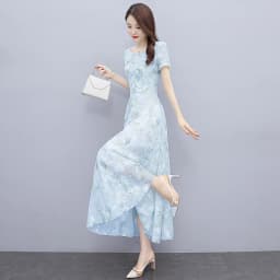 Summer Casual Vacation Boho Beach Sundress 2024 Elegant Bodycon Party Long Vestido Female Short Sleeve Floral Chiffon Maxi Dress