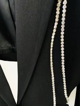 HIGH QUALITY Newest 2025 S/S Designer Suit Set Women's Single Button Hollow Out Diamonds Beaded Lapel Blazer Flare Pants Set