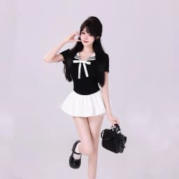 Summer New 2 Piece Set Women Outfit 2026 Sweet Bow Top + Elegant Sexy Short Dresses Y2K Mini Skirt Set Beach Style Korean Suit