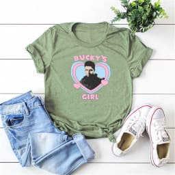 Bucky's Girl Shirt Vintage Bucky Barnes Graphic Tee Superhero Inspired Women Y2k Aesthetic T-shirt Cute Sebastian Stan Shirt Top