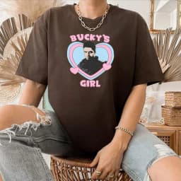 Bucky's Girl Shirt Vintage Bucky Barnes Graphic Tee Superhero Inspired Women Y2k Aesthetic T-shirt Cute Sebastian Stan Shirt Top