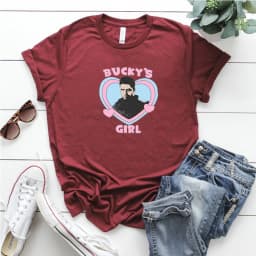 Bucky's Girl Shirt Vintage Bucky Barnes Graphic Tee Superhero Inspired Women Y2k Aesthetic T-shirt Cute Sebastian Stan Shirt Top