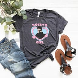 Bucky's Girl Shirt Vintage Bucky Barnes Graphic Tee Superhero Inspired Women Y2k Aesthetic T-shirt Cute Sebastian Stan Shirt Top
