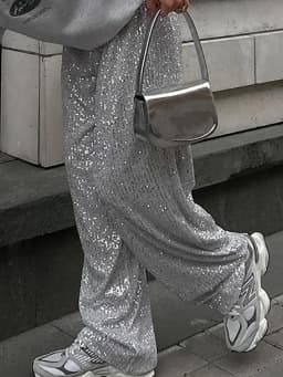 Office Lady Chic Slim All Season Pants Elegant Women Straight Sequined Patchwork Pants Outdoor Casual Long Pants 2026 Trousers