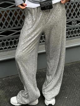 Office Lady Chic Slim All Season Pants Elegant Women Straight Sequined Patchwork Pants Outdoor Casual Long Pants 2026 Trousers