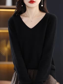 Sweater for Women 100% Merino Wool V Neck Sweater Fall Winter Basic Warm Pullovers Long Sleeve Soft Knit Jumpers Female Clothing