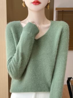 Sweater for Women 100% Merino Wool V Neck Sweater Fall Winter Basic Warm Pullovers Long Sleeve Soft Knit Jumpers Female Clothing