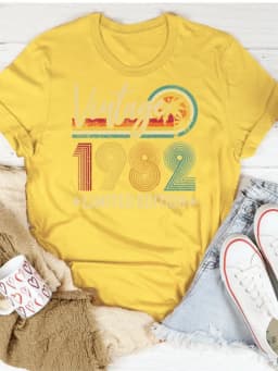 Vintage 1982 Limited Edition Print Women T Shirt Short Sleeve O Neck Loose Women Tshirt Ladies Tee Shirt Tops Camisetas Mujer