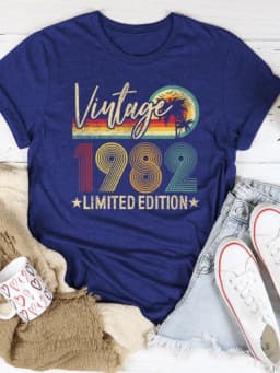 Vintage 1982 Limited Edition Print Women T Shirt Short Sleeve O Neck Loose Women Tshirt Ladies Tee Shirt Tops Camisetas Mujer