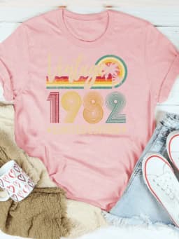 Vintage 1982 Limited Edition Print Women T Shirt Short Sleeve O Neck Loose Women Tshirt Ladies Tee Shirt Tops Camisetas Mujer