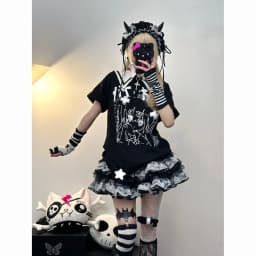 Women clothing Skirt Subculture Y2k Japanese Miniskirt Black Punk Retro Mini Dress Party Skinny Lace Layered Puff A-line Skirts
