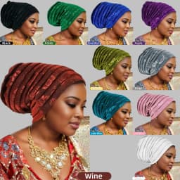 Candy Color Ladies Head Wraps Muslim Hijab Bonnets Fashion Headgear Trending Elastic Full Body Pleated Turban Cap for Women
