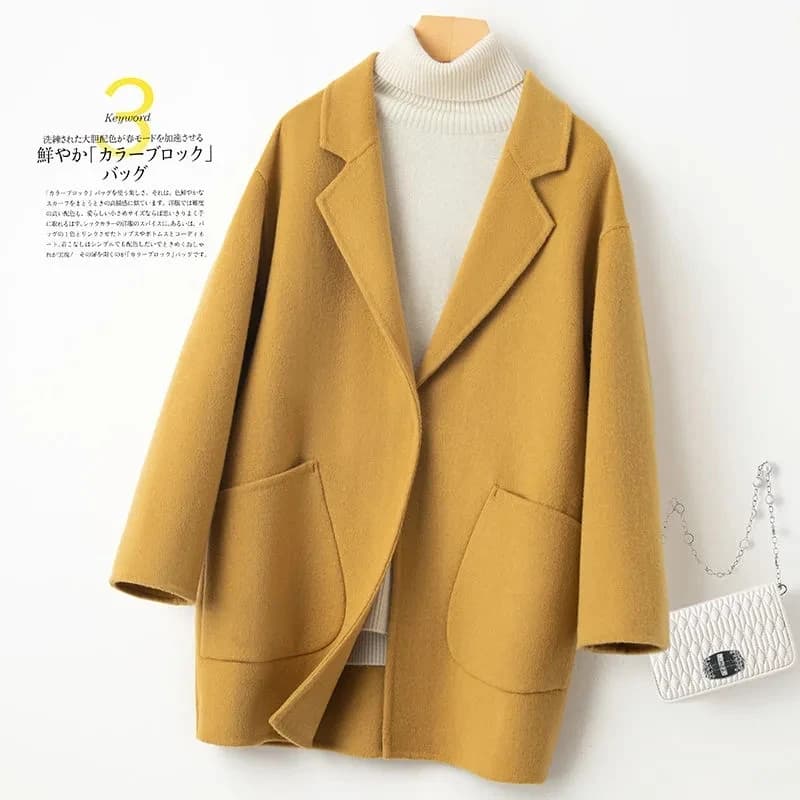 High-Quality Autumn And Winter Double Sided Wool Coat Women's Short Outwear 2024 New Loose Cocoon Type Wool Coat Appear Slim