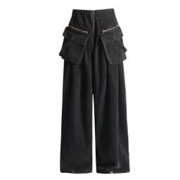 TWOTWINSTYLE Denim Two Piece Set For Women Lapel Long Sleeve Patchwork Zipper Top High Waist Wide Leg Pant Casual Sets Famale