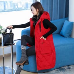 New Women's Casual Long Down Cotton Vest Autumn Winter Cold Warm Waistcoat Fashion Windproof Hooded Parka Overcoat Oversize 5XL