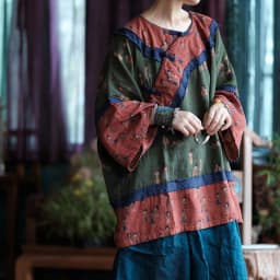 100% Cotton Women Long Sleeve Casual T-shirts New 2025 Spring Chinese Style O-neck Print Loose Oversized Female Tops Tees M519