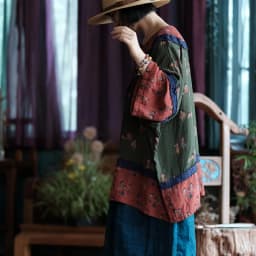 100% Cotton Women Long Sleeve Casual T-shirts New 2025 Spring Chinese Style O-neck Print Loose Oversized Female Tops Tees M519