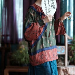 100% Cotton Women Long Sleeve Casual T-shirts New 2025 Spring Chinese Style O-neck Print Loose Oversized Female Tops Tees M519