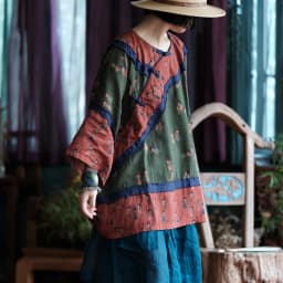 100% Cotton Women Long Sleeve Casual T-shirts New 2025 Spring Chinese Style O-neck Print Loose Oversized Female Tops Tees M519