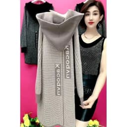 Mother's Spring Autumn Coat Female With Long Foreign Hnitted Hooded Jackets For Middle-Aged Elderly Women's Cardigan Outerwear