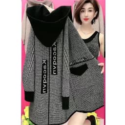 Mother's Spring Autumn Coat Female With Long Foreign Hnitted Hooded Jackets For Middle-Aged Elderly Women's Cardigan Outerwear