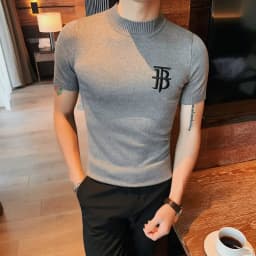 Luxury Men Summer Knitted T-shirt High Quality Slim Fit O-neck Tops Jacquard Tees Brand Clothing Social Club Pullovers T-Shirt
