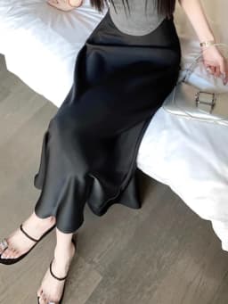 Summer Satin Skirt 2026 Women's Long Skirt Silk High Waisted Slim Fashion Korean Solid Champagne Black Midi Skirts for Women