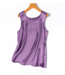 2024 Women's Fashion Spring/Summer New 100%Natural Mulberry Silk Plain Satin Round Neck Sleeveless Solid Color Versatile Vest