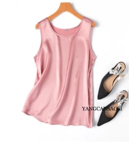 2024 Women's Fashion Spring/Summer New 100%Natural Mulberry Silk Plain Satin Round Neck Sleeveless Solid Color Versatile Vest