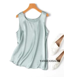 2024 Women's Fashion Spring/Summer New 100%Natural Mulberry Silk Plain Satin Round Neck Sleeveless Solid Color Versatile Vest