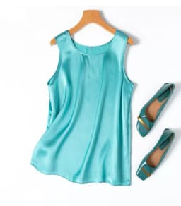 2024 Women's Fashion Spring/Summer New 100%Natural Mulberry Silk Plain Satin Round Neck Sleeveless Solid Color Versatile Vest