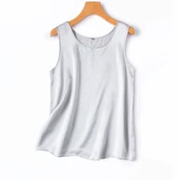 2024 Women's Fashion Spring/Summer New 100%Natural Mulberry Silk Plain Satin Round Neck Sleeveless Solid Color Versatile Vest