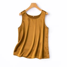 2024 Women's Fashion Spring/Summer New 100%Natural Mulberry Silk Plain Satin Round Neck Sleeveless Solid Color Versatile Vest