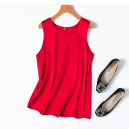 2024 Women's Fashion Spring/Summer New 100%Natural Mulberry Silk Plain Satin Round Neck Sleeveless Solid Color Versatile Vest
