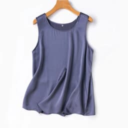 2024 Women's Fashion Spring/Summer New 100%Natural Mulberry Silk Plain Satin Round Neck Sleeveless Solid Color Versatile Vest